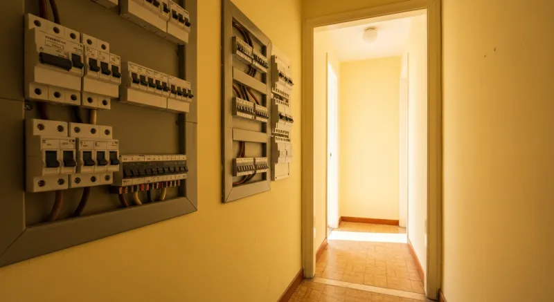 Cuadro eléctrico abierto en apartamento, magnetotérmicos a la vista en Avià